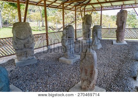 Ancient Statues At El Tablon Site In Tierradentro, Colombia.
