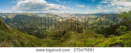 Panorama Of A Valley In Cauca Region Of Colombia, Near San Andres De Pisimbala