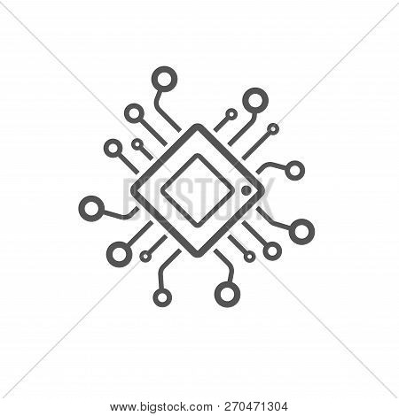 Computer Chip Chalk Icon. Processor. Memory Card. Central Processing Unit. Artificial Intelligence. 
