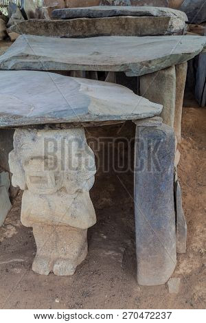 Statue In A Tomb Located At Alto De Los Idolos Archeological Site Near San Agustin, Colombia