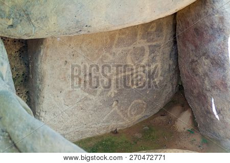 Carvings In A Tomb In Alto De Las Guacas Archeological Site Near San Agustin, Colombia