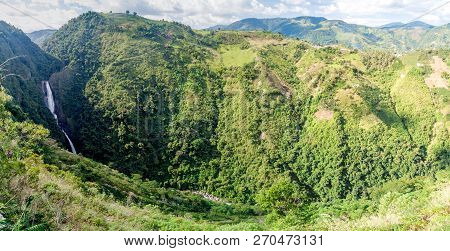 Salto De Bordones Waterfall 400 M High , Colombia
