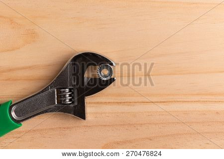 Construction Tools, The Order Of Construction Work For The Money. A Set Of Tools Wood Panel With A S