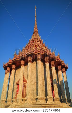 Gorgeous Architecture Called Mondop In Wat Khao Di Salak Buddhist Temple, Suphanburi Province, Thail