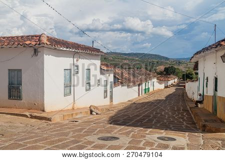 Barichara, Colombia - September 17, 2015: Old Colonial Houses In Barichara Village Colombia