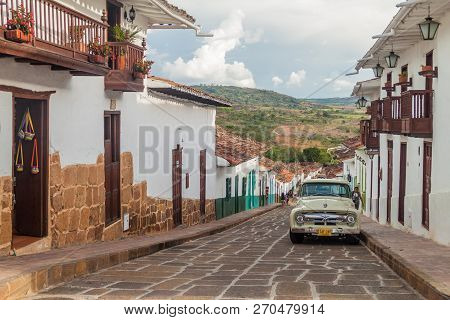 Barichara, Colombia - September 17, 2015: Old Colonial Houses In Barichara Village Colombia