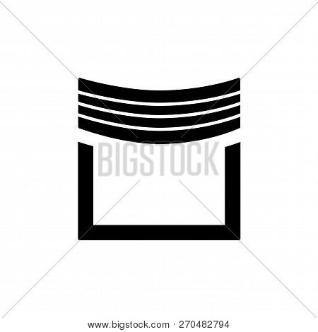 Vector Illustration Of Fabric Pelmet With Central Pleated Drapery. Flat Icon Of Window Valance. Isol
