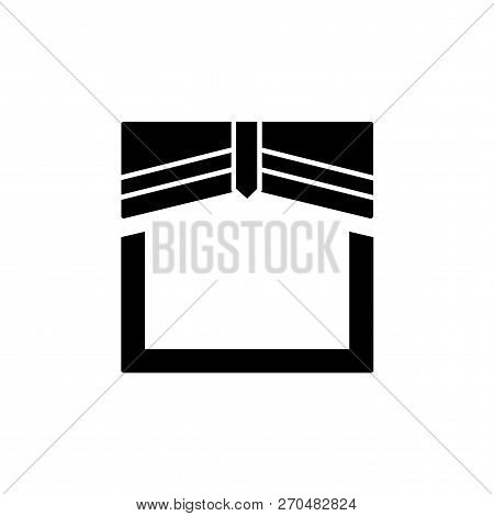 Vector Illustration Of Fabric Pelmet With Central Pleated Drapery. Flat Icon Of Window Valance. Isol