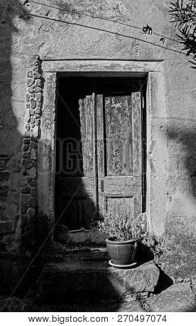 A Door In The Hill Village Of Groznjan (also Called Grisignana) In Istria, Croatia