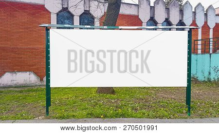 Large Blank Advertisement Banner Sign Urban Public White Isolated Clipping Path Ad Template Mock Up