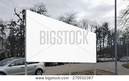Large Blank Advertisement Banner Sign Urban Public White Isolated Clipping Path Ad Template Mock Up