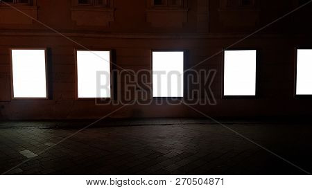 Large Blank Advertisement Banner Sign Urban Public White Isolated Clipping Path Ad Template Mock Up