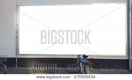 Large Blank Advertisement Banner Sign Urban Public White Isolated Clipping Path Ad Template Mock Up