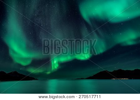 Aurora Borealis - Northern Lights - View From Grotfjord - Kwaloya -  North Norway