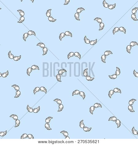Cute Kids Wings Seamless Pattern Blue For Boy. Vector Illustration.