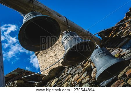 Bells In Lamaria Church In Zhibiani - Ushguli Community Of Villages, Upper Svaneti, Georgia, View Fr