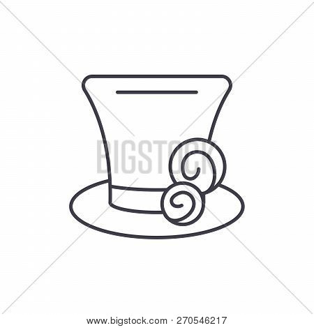 Cylinder Hat Line Icon Concept. Cylinder Hat Vector Linear Illustration, Symbol, Sign