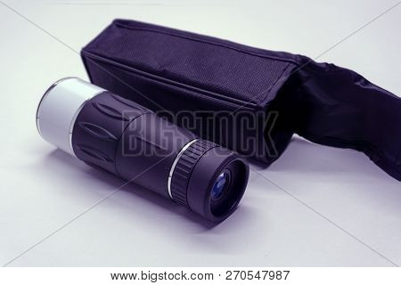 Monocular On The Wooden Background Summer Telescopic