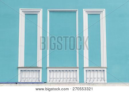 Rectangular Plaster Decorative Frames On The Wall, Balustrade, Columns, Balusters As A Decorative Or