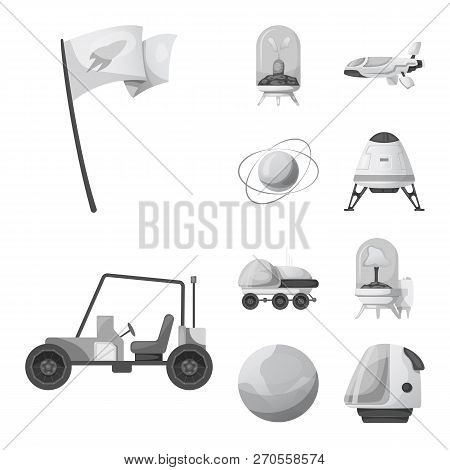Vector Illustration Of Mars And Space Logo. Set Of Mars And Planet Vector Icon For Stock.