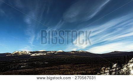 All The Main Peaks Of The Mountains Of The National Park Taganai In Winter Ural Russia