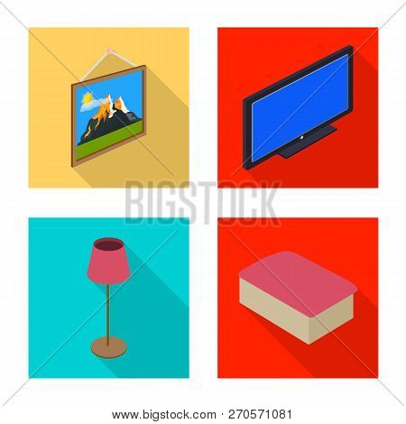 Vector Design Of Bedroom And Room Symbol. Collection Of Bedroom And Furniture Stock Symbol For Web.