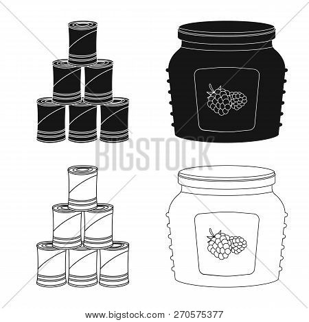 Vector Illustration Of Can And Food Sign. Collection Of Can And Package Stock Vector Illustration.