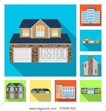 Isolated Object Of Building And Front Symbol. Collection Of Building And Roof Stock Symbol For Web.