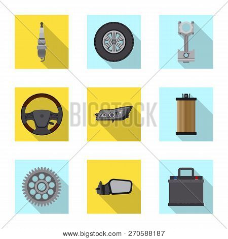 Isolated Object Of Auto And Part Logo. Set Of Auto And Car Stock Vector Illustration.