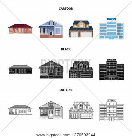 Vector Illustration Of Building And Front Icon. Set Of Building And Roof Stock Vector Illustration.