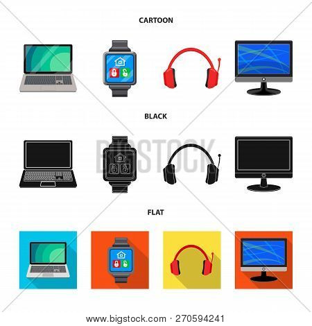 Vector Design Of Laptop And Device Sign. Set Of Laptop And Server Stock Vector Illustration.
