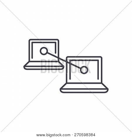 P2p Communication Line Icon Concept. P2p Communication Vector Linear Illustration, Symbol, Sign