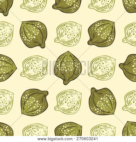 Seamless Pattern With Salted And Pickled Caper Bud On Light Background