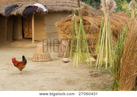 geleneksel kırsal çiftlik kulübe Terai, Nepal