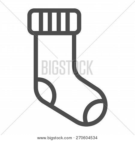 Christmas Stocking Line Icon. Stuffer Sock Vector Illustration Isolated On White. Xmas Decor Outline