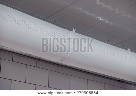Flexible Fabric Or Pvc Like Ductsox Ductwork Installed In The Clean Facility. Milk Processing Plant.