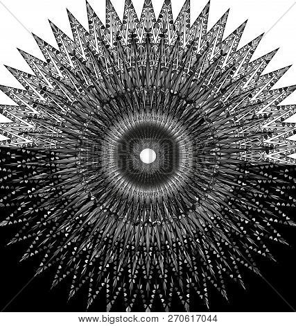 Abstract White And Black Color Circles Bang With Ornamemt