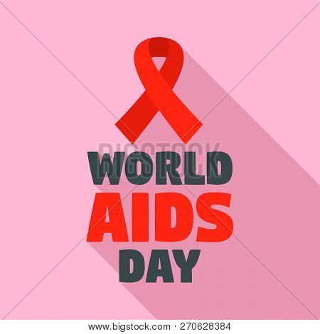 Red Ribbon Aids Day Logo Set. Flat Set Of Red Ribbon Aids Day Vector Logo For Web Design