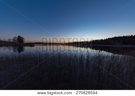 Sunset Over A Little Lake In Sweden November 2018