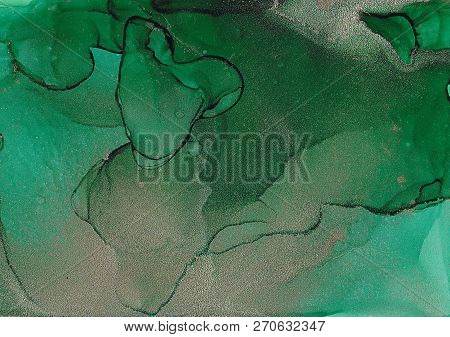 Alcohol Ink Sea Texture. Fluid Ink Abstract Background. Art For Design