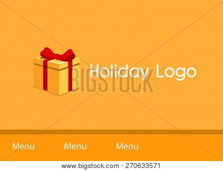 Gift Box, Pressent For Holiday. Vector Logo Illustration
