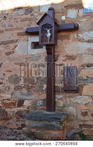Beautiful Christ On The Cross In Castrillo De Los Polvazares. Architecture, History, Camino De Santi