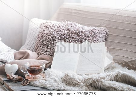 Home Comfort, Living Room With Sofa And Home Decor