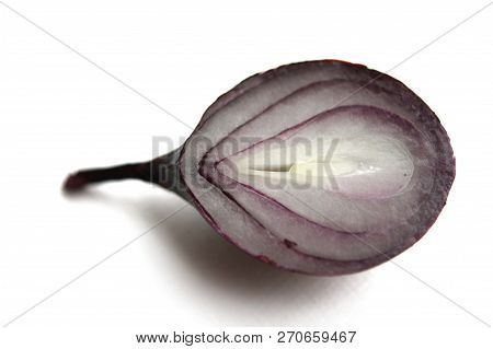 Red Purple Onions On A White Background. Fiolet Onion Sliced Isolated