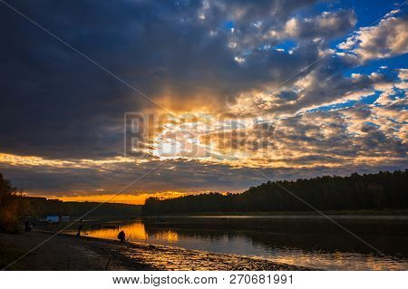 Autumn Landscape On The River. Ob River, Verkh-suzun, Suzun District, Novosibirsk Region, Western Si