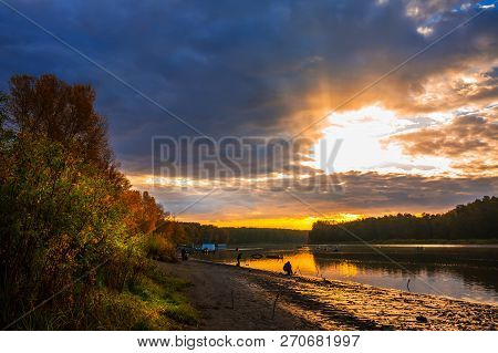 Autumn Landscape On The River. Ob River, Verkh-suzun, Suzun District, Novosibirsk Region, Western Si