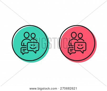 Group Of Men Line Icon. Human Communication Symbol. Teamwork Sign. Positive And Negative Circle Butt