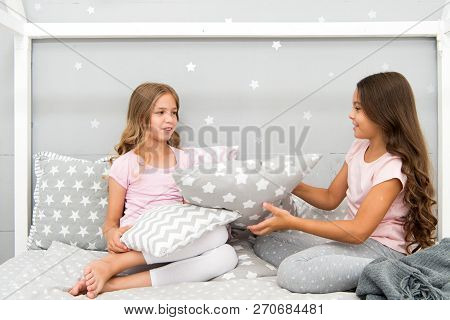 Girls Sleepover Party Ideas. Soulmates Girls Having Fun Sleepover Party. Girls Happy Friends With Cu