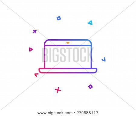 Laptop Computer Icon. Notebook Sign. Portable Personal Computer Symbol. Gradient Line Button. Laptop