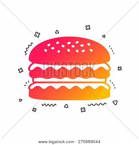 Hamburger Icon. Burger Food Symbol. Cheeseburger Sandwich Sign. Colorful Geometric Shapes. Gradient 
